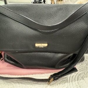 Kate Spade black, soft pebble-leather, crossbody satchel bag